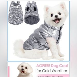 Silver Reflective Dog Coat Jacket Size M | Warm Winter Pet Vest